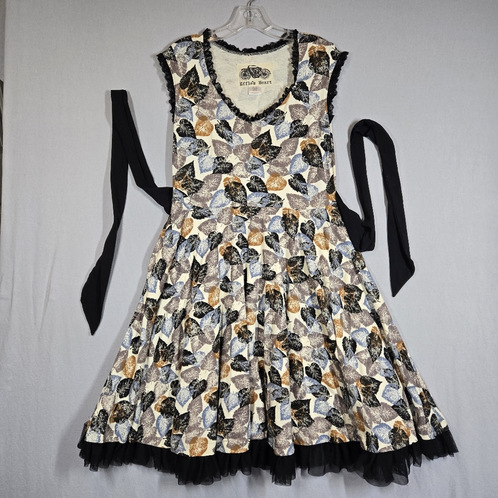 Effie's Heart Women's Fit & Flare Retro Dress Fall Leaf Print Pockets Size L - Picture 2 of 13